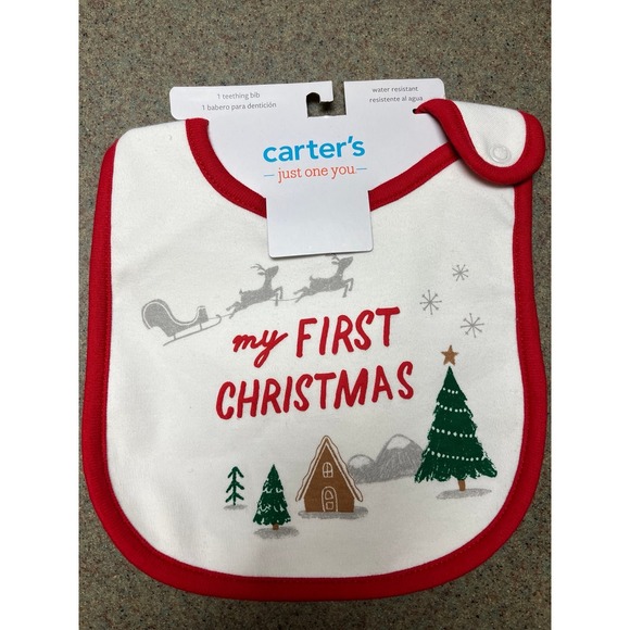 Carter's Christmas 9 month Onesie and Teething bib NWT - Picture 5 of 7
